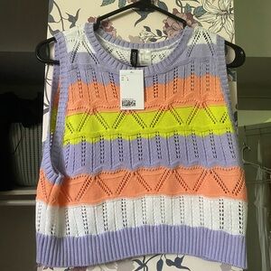 Pointelle-knit sweater vest